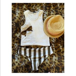 MIKOH Sporty Striped Hipster Cheeky Bikini Bottom